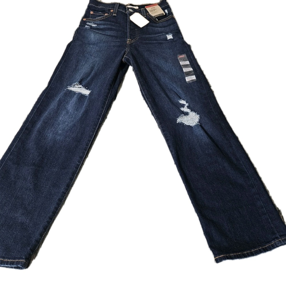NWT Levi's Ribcage 24x27 Super High-Rise Ankle Jeans Stretch Women Distress